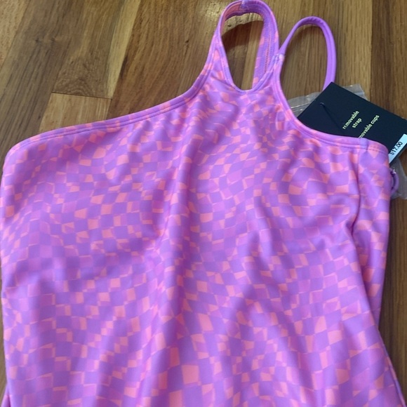 NWT Art Class Girls Pink and Purple Checkered One Piece Swimsuit Size XL - Picture 2 of 8